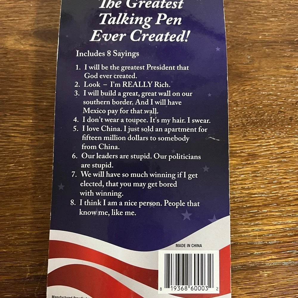 Donald Trump Talking Pen • New in Package • 8 Sayings • Funny Political Gift